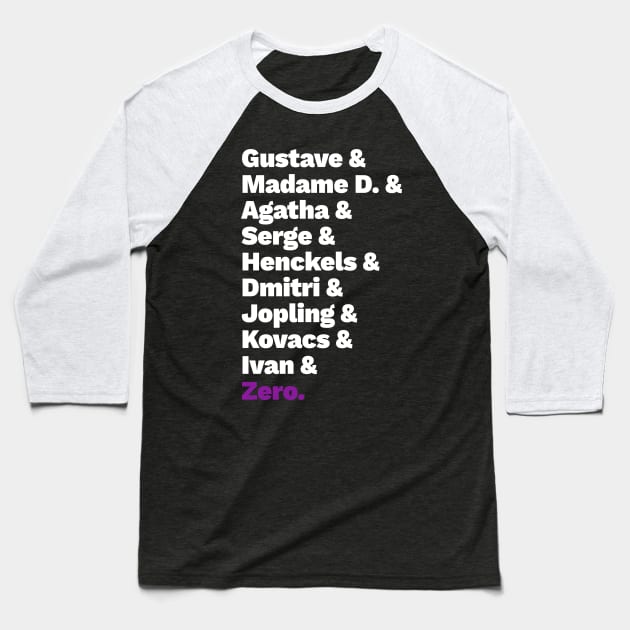 Grand Budapest List Baseball T-Shirt by LanfaTees